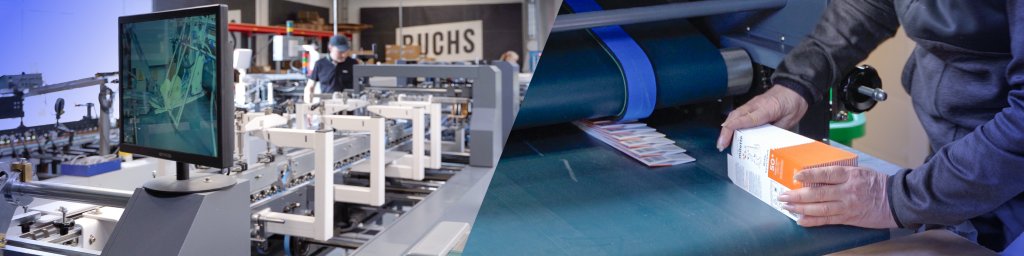 Bogbinder samler æsker ved limmaskinen hos Buchs i Randers