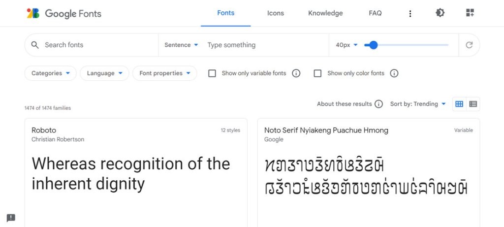 Find fonte på Google Fonts