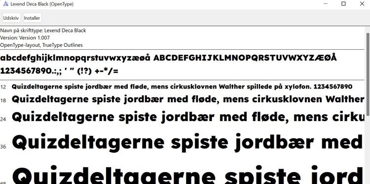Installation af Google fonte