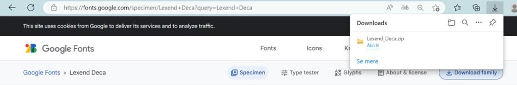 Find dine downloadede fonte